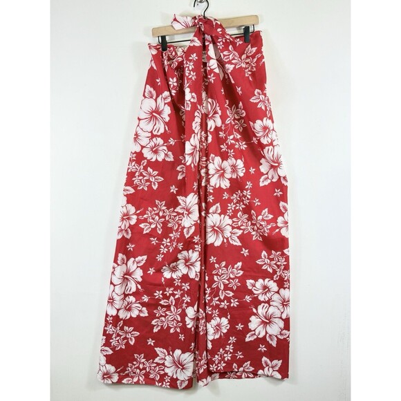 Pomare Hawaii Vintage Red White‎ Hibiscus Swim Cover Wrap Women's One Size - Picture 1 of 9